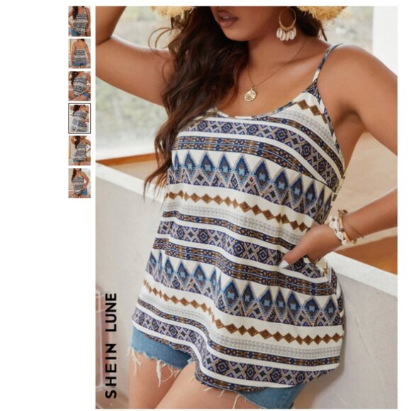 Plus Size Geometric Print Cami Top - Picture 4 of 7